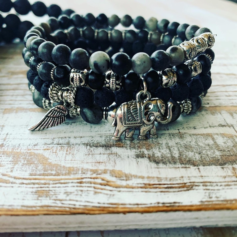 Boho Yoga Essential Oil Diffuser Bracelet Stack